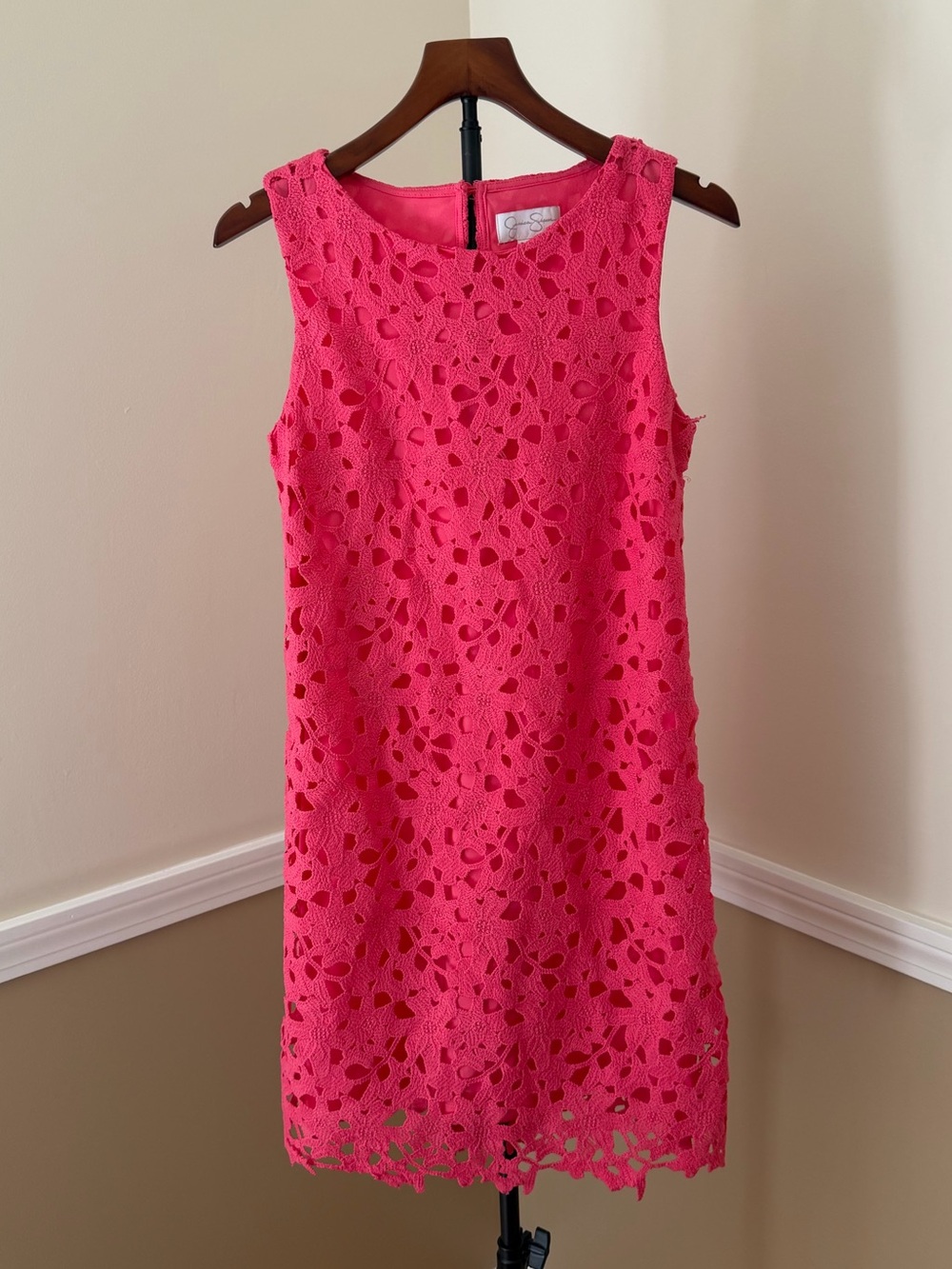 Jessica Simpson Hot Pink Lace Shift Dress